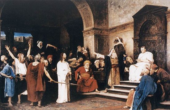 Христос перед Пилатом. Художник: Михай Мункачи, 1881 г.